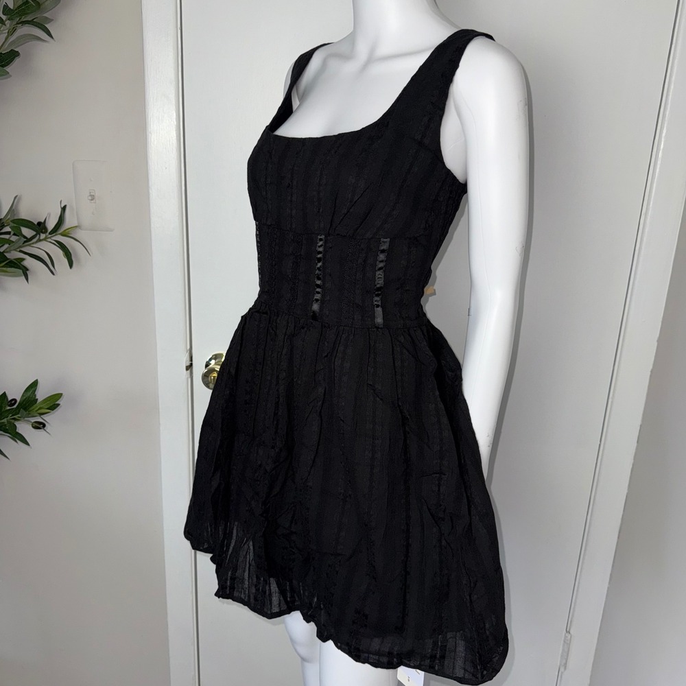 Commense Sleeveless Mini‎ Dress Corset Style Square Neck Party Cocktail Black L - Picture 12 of 15
